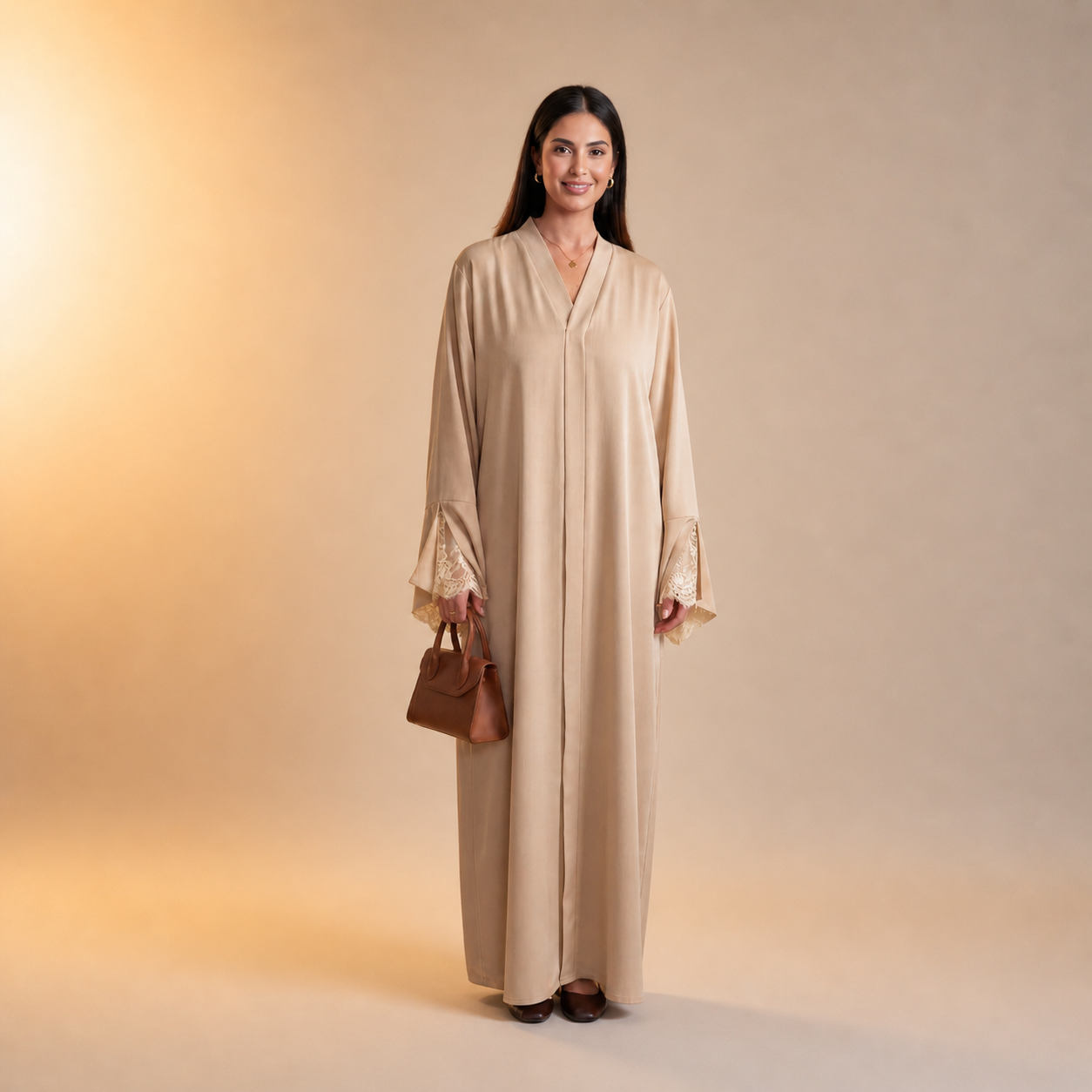 Amirah Lace Sleeve Trim Abaya