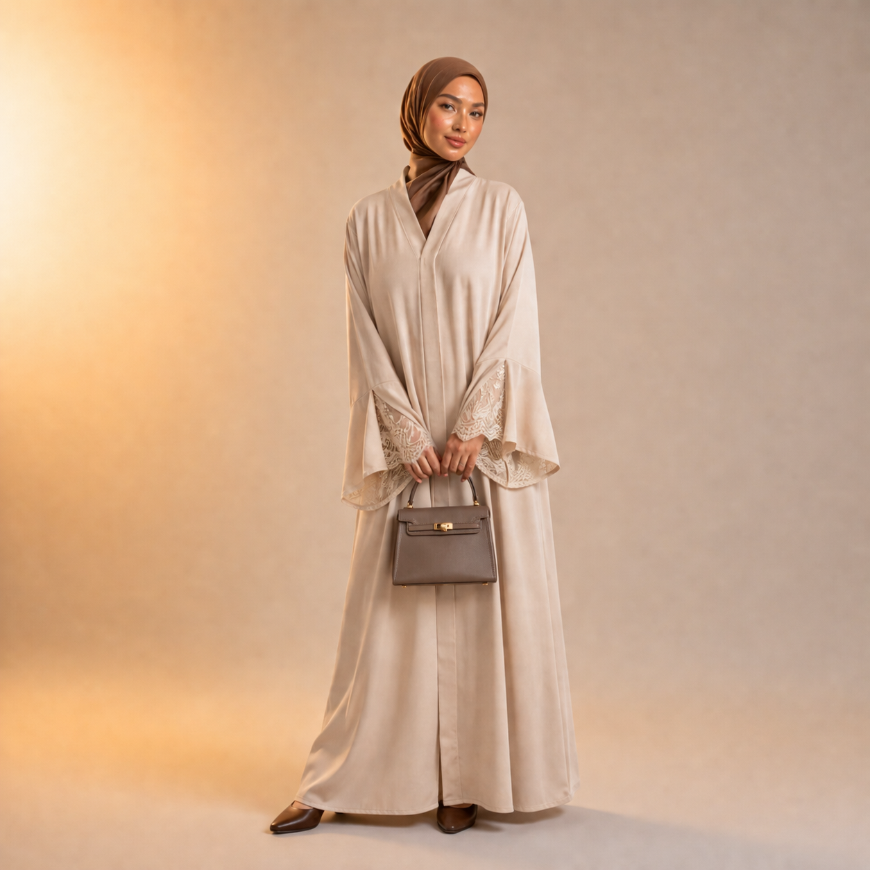 Amirah Lace Sleeve Trim Abaya