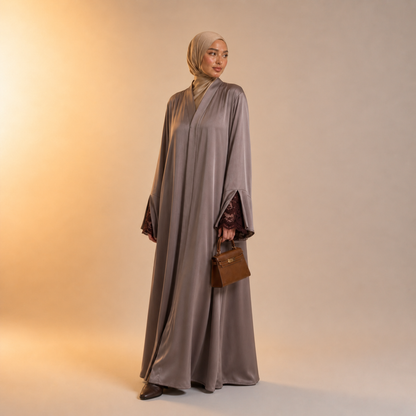 Amirah Lace Sleeve Trim Abaya