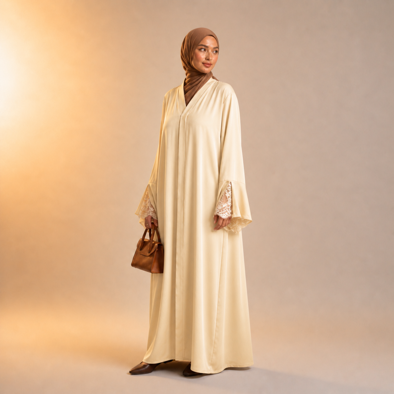 Amirah Lace Sleeve Trim Abaya