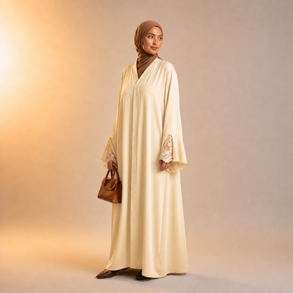 Amirah Lace Sleeve Trim Abaya