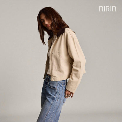 YANA Light Khaki Cropped Jas