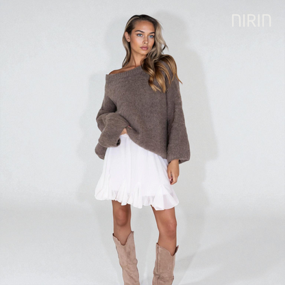 Off-Shoulder Knit Pullover