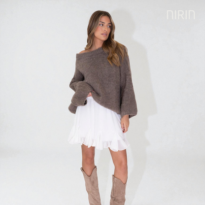 Off-Shoulder Knit Pullover