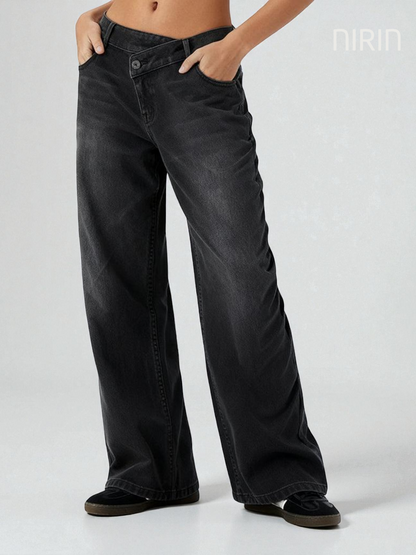 ILA Wide Leg Washed Casual Jeans