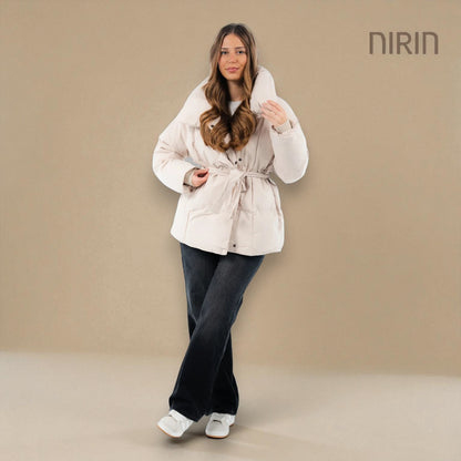 Moderne Short Pufferjas met Ceintuur