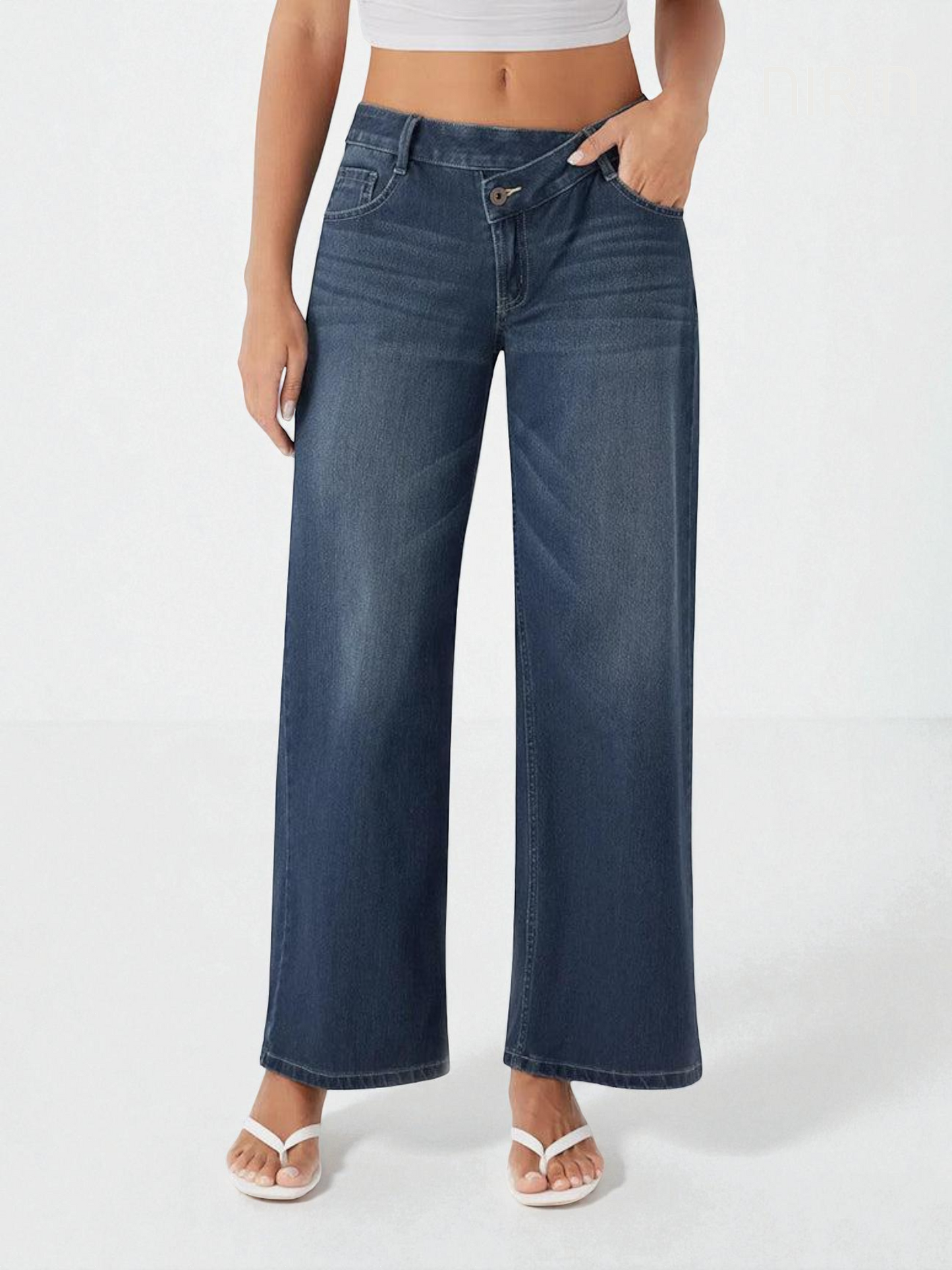 ILA Wide Leg Washed Casual Jeans