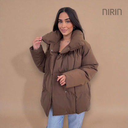 Moderne Short Pufferjas met Ceintuur