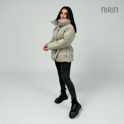 Moderne Short Pufferjas met Ceintuur