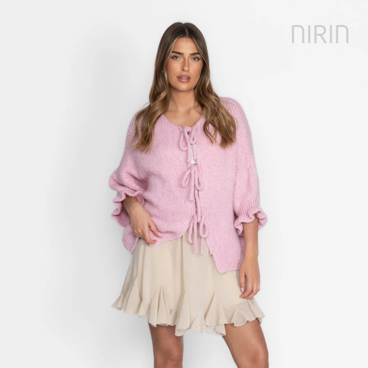 Oversized tulpen-cardigan met strikjes