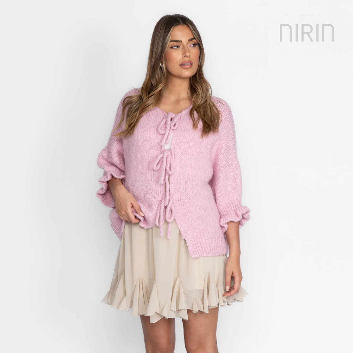 Oversized tulpen-cardigan met strikjes