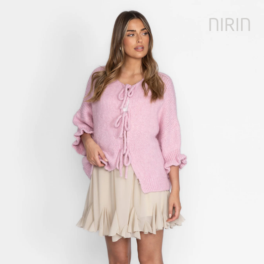 Oversized tulpen-cardigan met strikjes