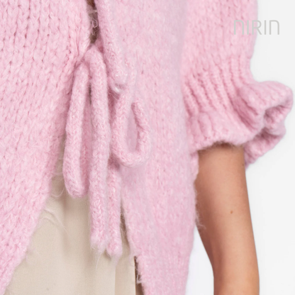 Oversized tulpen-cardigan met strikjes