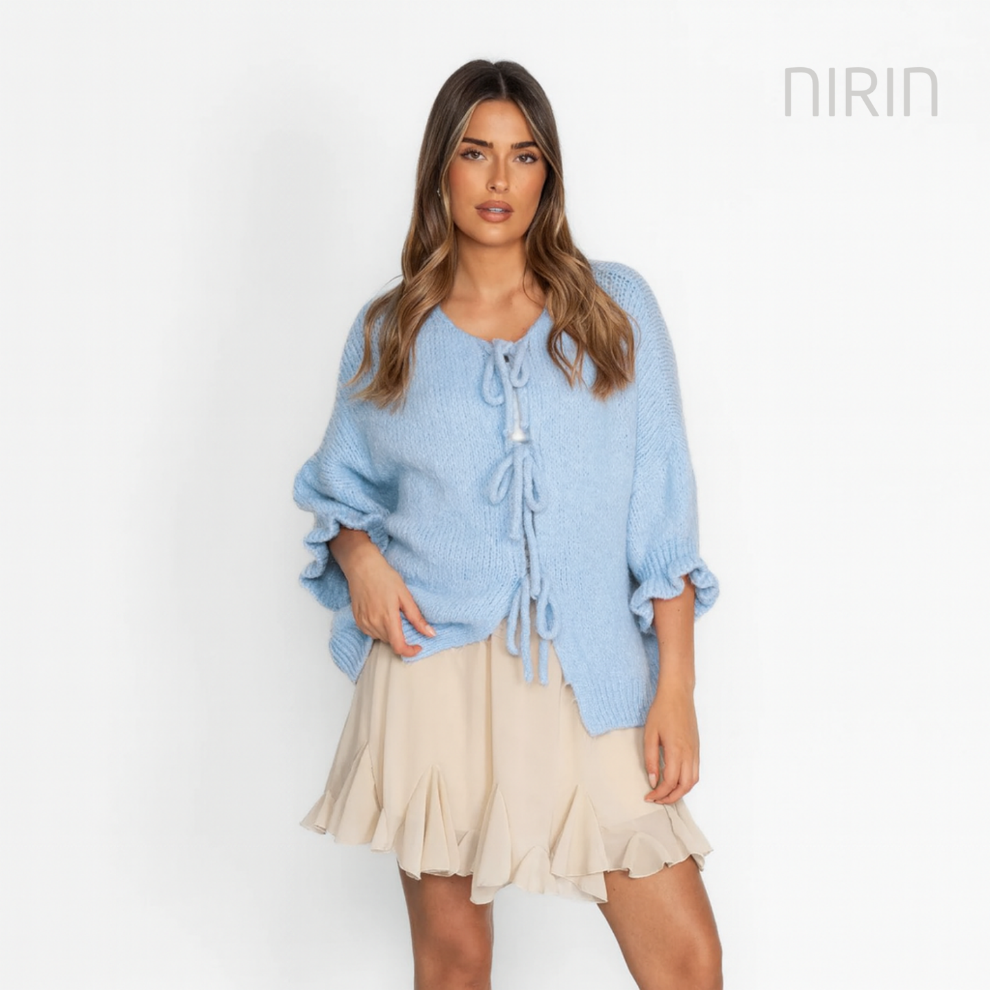 Oversized tulpen-cardigan met strikjes