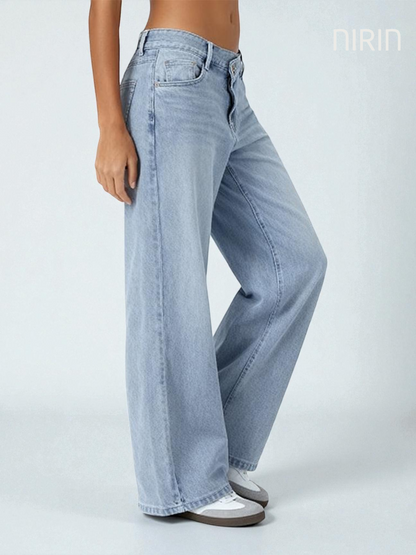 ILA Wide Leg Washed Casual Jeans