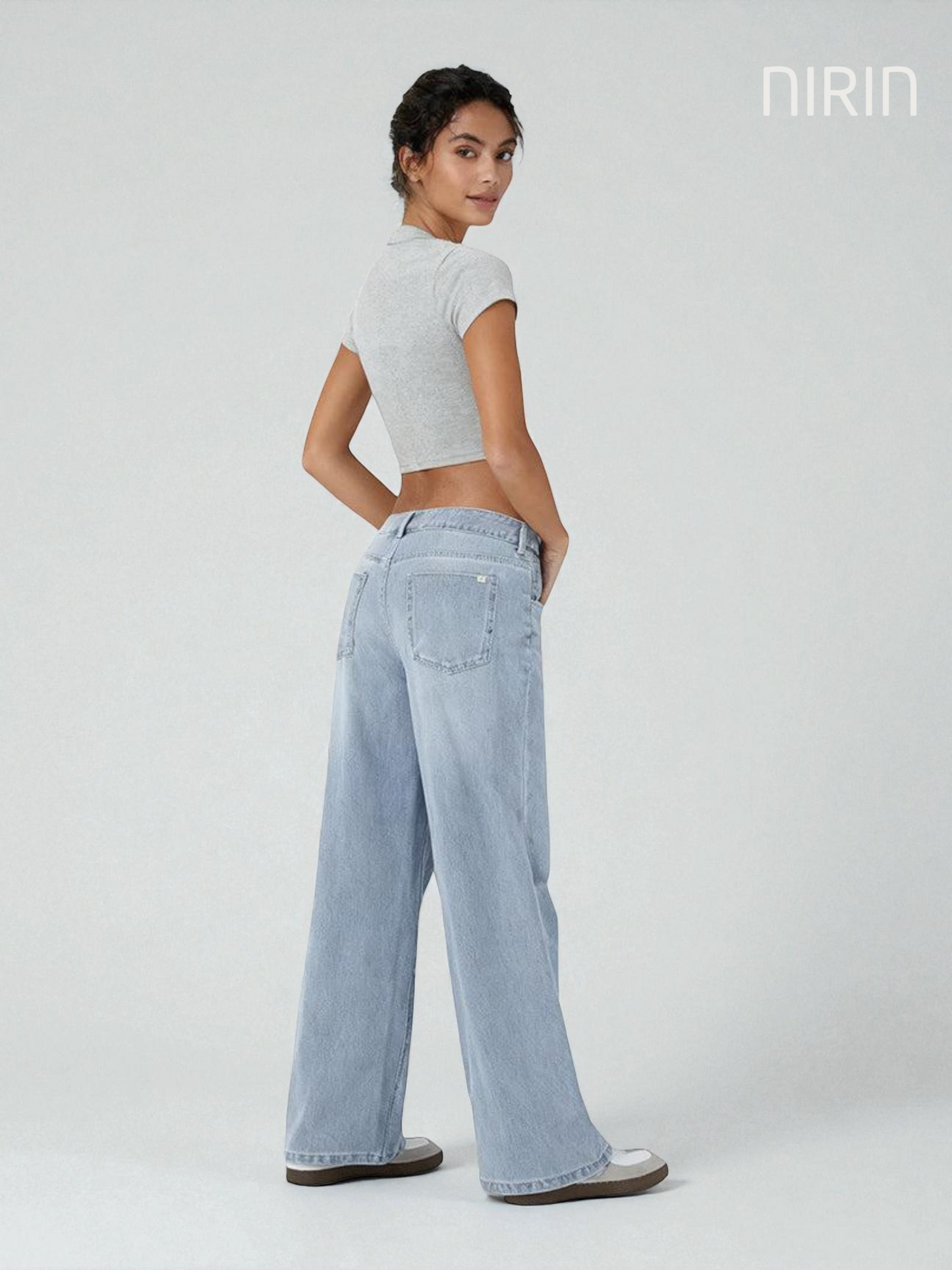 ILA Wide Leg Washed Casual Jeans