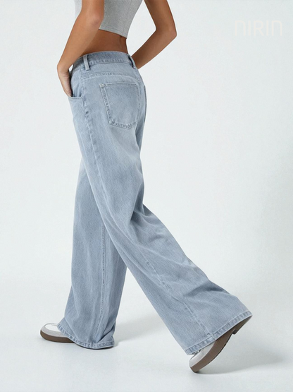 ILA Wide Leg Washed Casual Jeans