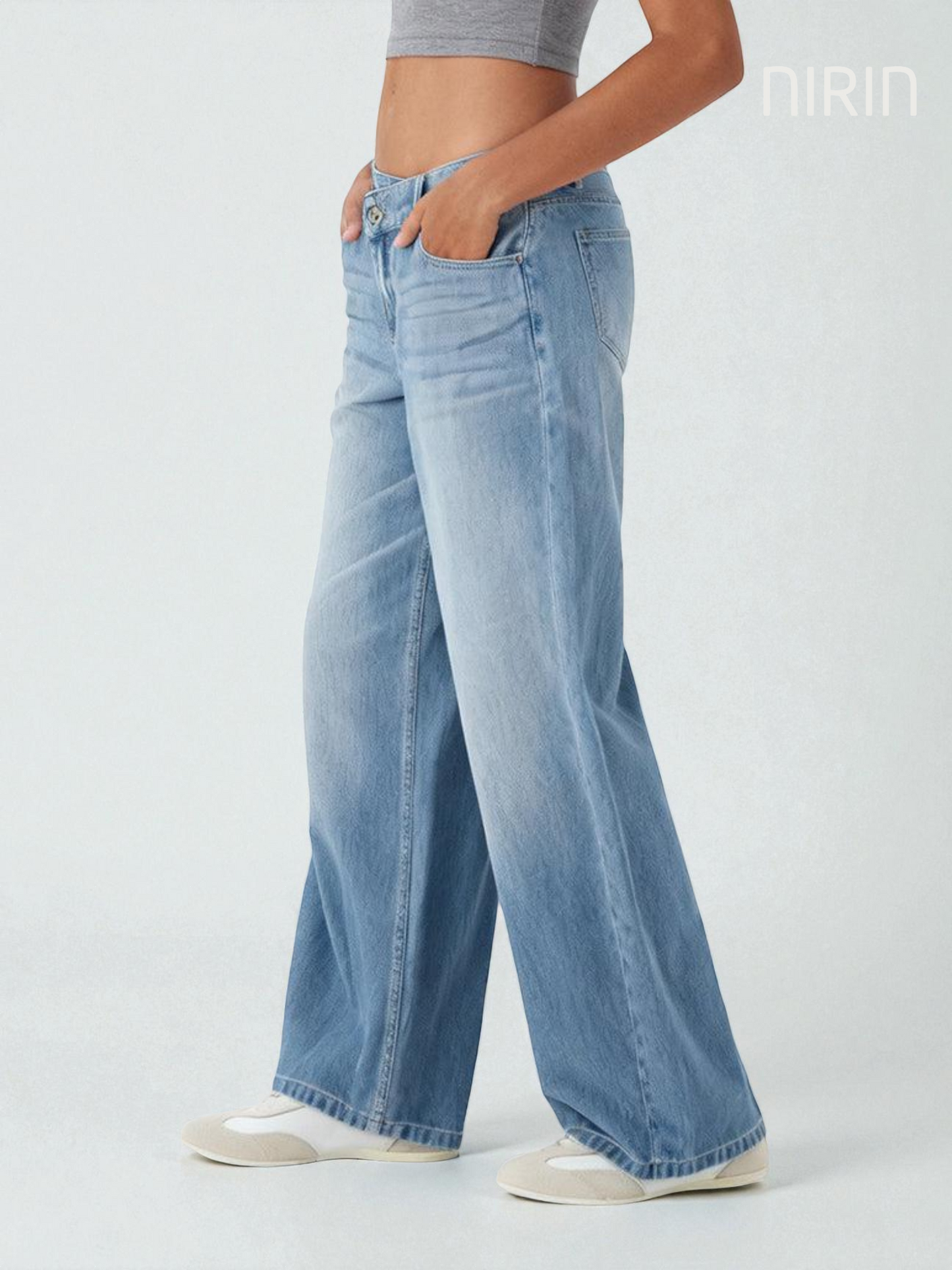 ILA Wide Leg Washed Casual Jeans