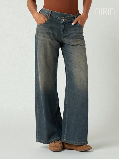 ILA Wide Leg Washed Casual Jeans