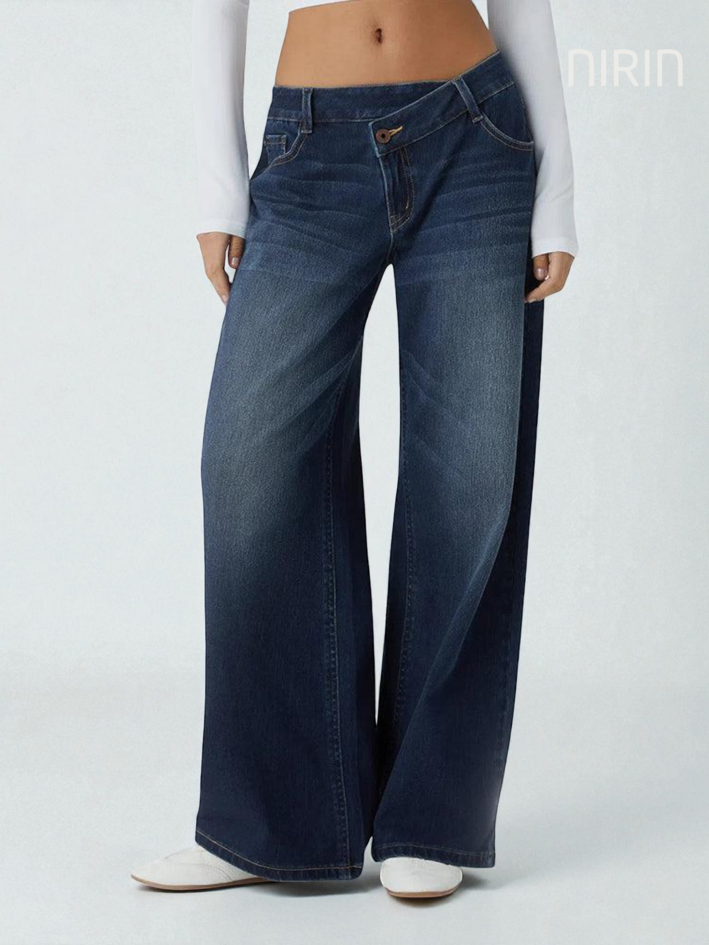 ILA Wide Leg Washed Casual Jeans